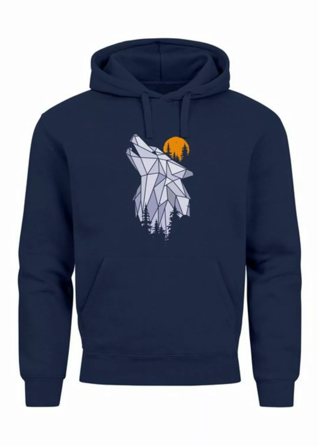 Neverless Hoodie Hoodie Herren Polygon Print Wolf Wald Outdoor Adventure Na günstig online kaufen