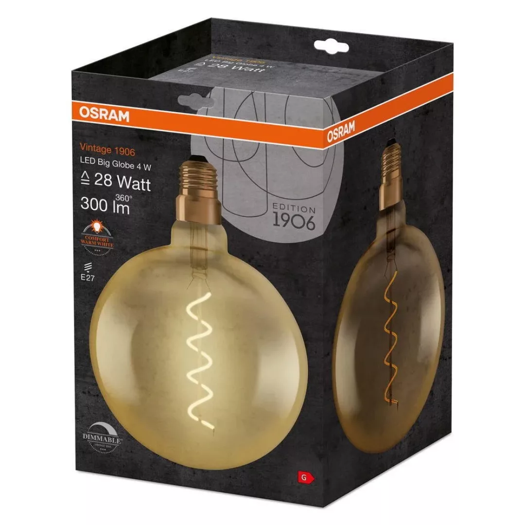 Osram LED Lampe ersetzt 28W E27 Globe - G200 in Gold 4W 300lm 2000K dimmbar günstig online kaufen