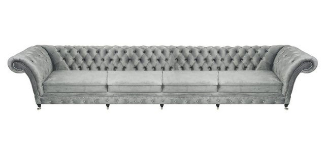 Xlmoebel Sofa Designer Grau Luxus Chesterfield Wohnzimmer Couch Viersitzer, günstig online kaufen