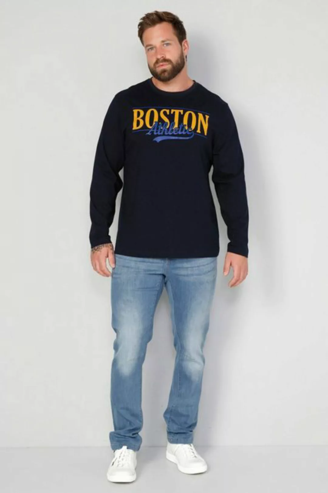 Boston Park T-Shirt Boston Park Langarmshirt großer Print Rundhals günstig online kaufen