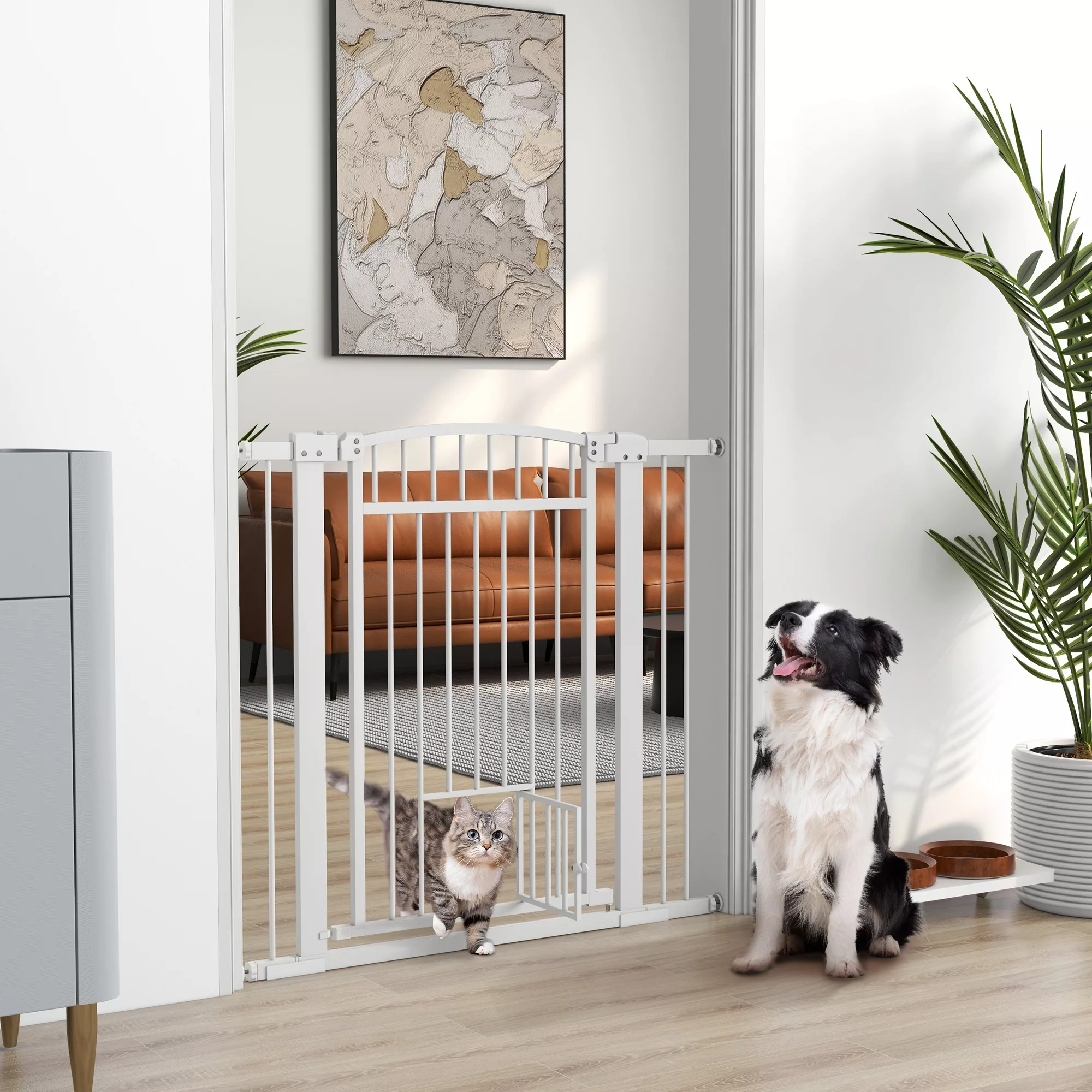 PawHut Ausziehbares Sicherheitsgitter 76-104 cm, Treppengitter, Doppelverri günstig online kaufen