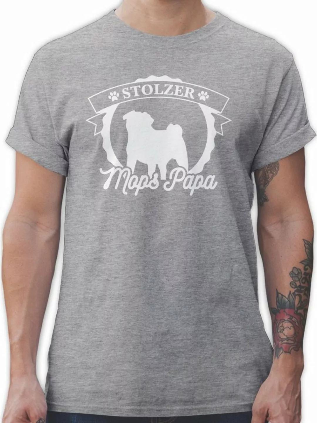 Shirtracer T-Shirt Stolzer Mops Papa Geschenk für Hundebesitzer günstig online kaufen