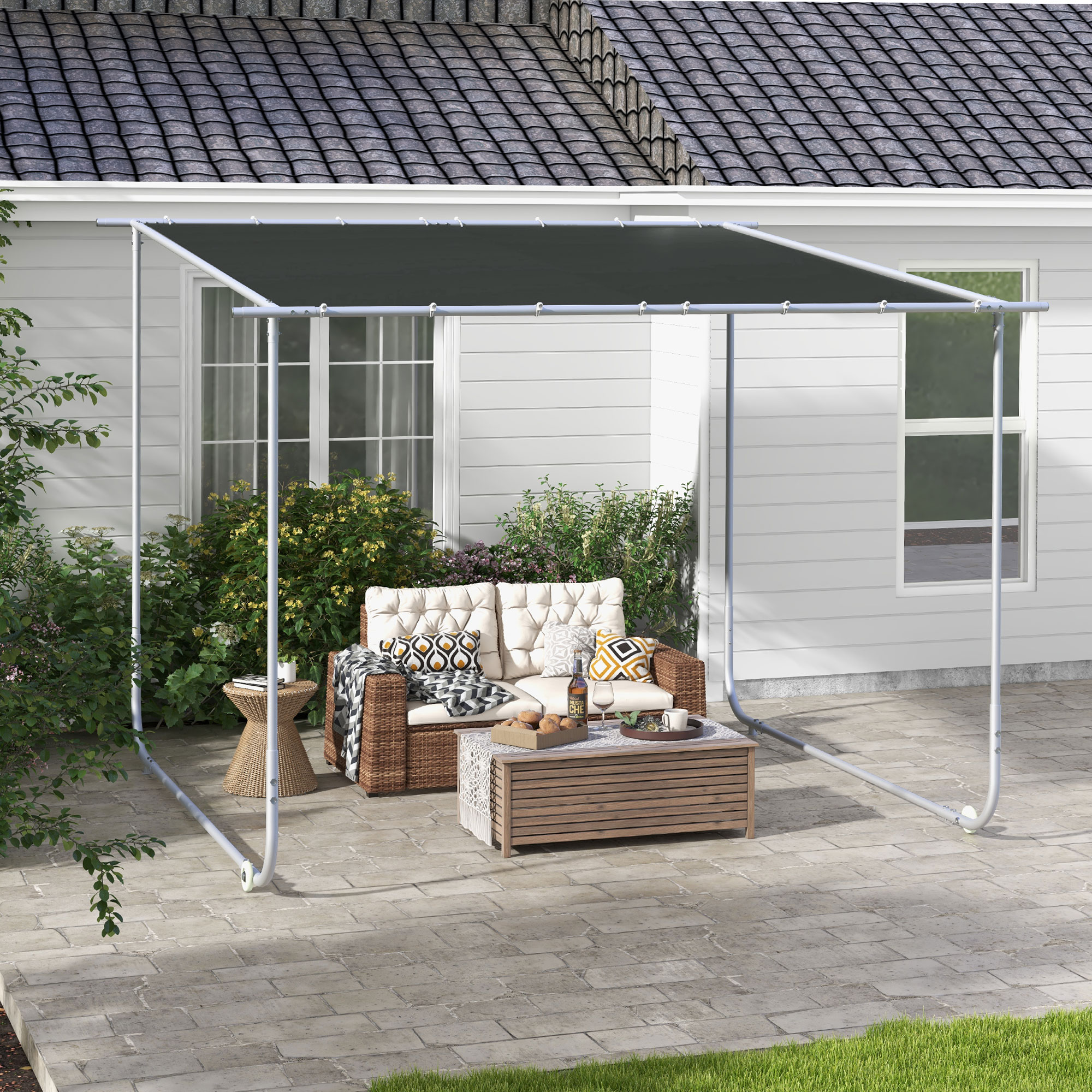 Outsunny Pavillon Pergola ca. 3 x 3 m Terrassenüberdachung mit UV-Schutz Sa günstig online kaufen