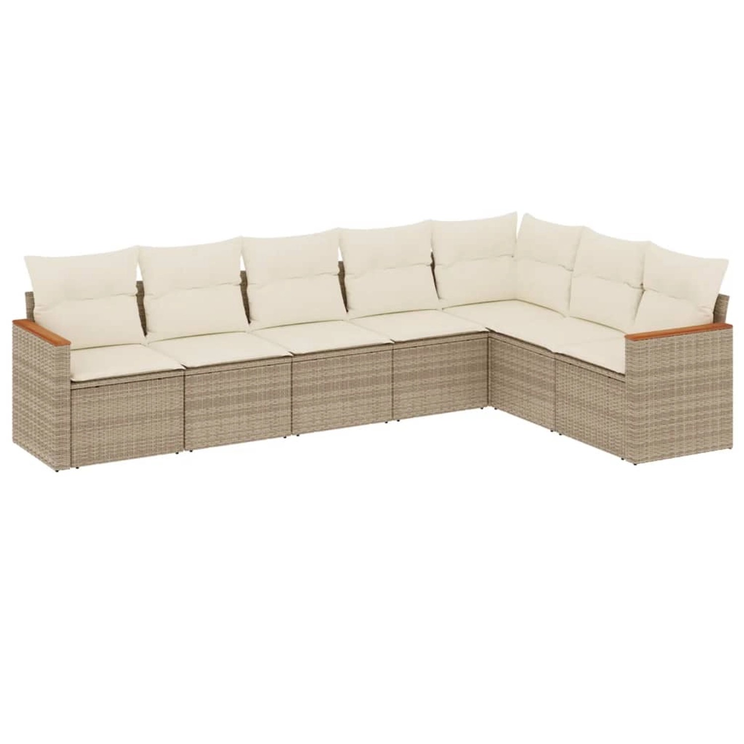 vidaXL 7-Tlg Garten-Sofagarnitur mit Kissen Beige Poly Rattan 3258432 günstig online kaufen