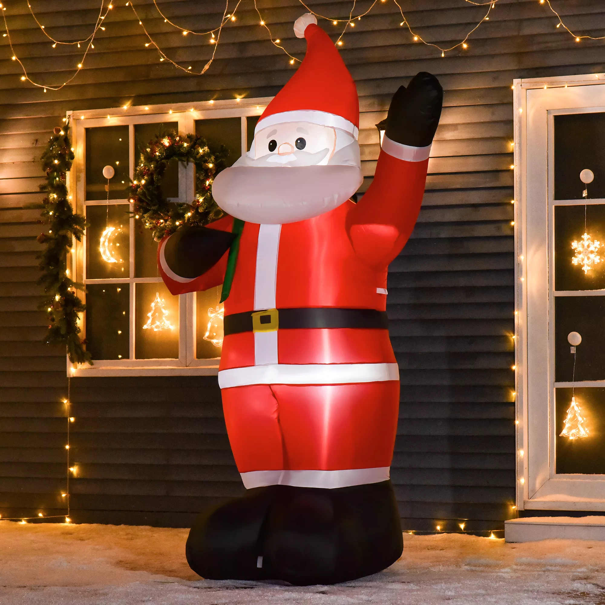 HOMCOM Aufblasbar Weihnachtsdeko, 2,4 m Weihnachtsmann mit LED-Beleuchtung, günstig online kaufen