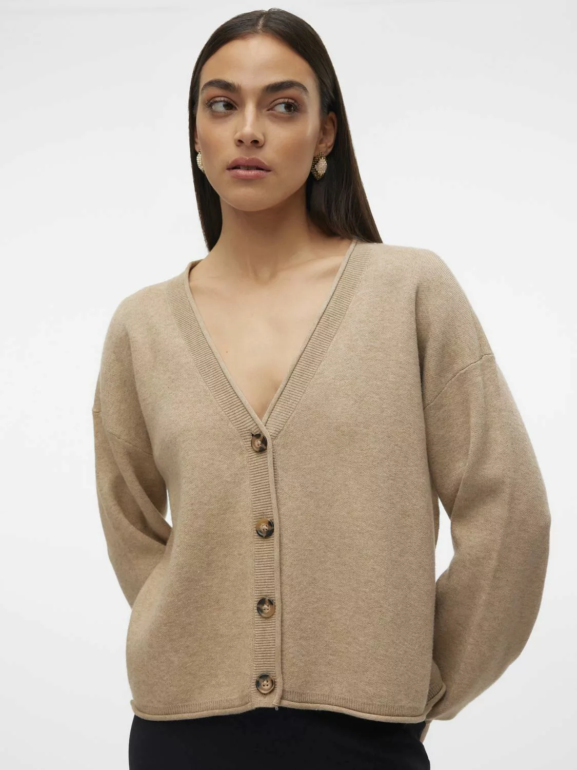 Vero Moda Strickjacke "VMGOLD ROLL LS V-NECK CARDIGAN" günstig online kaufen