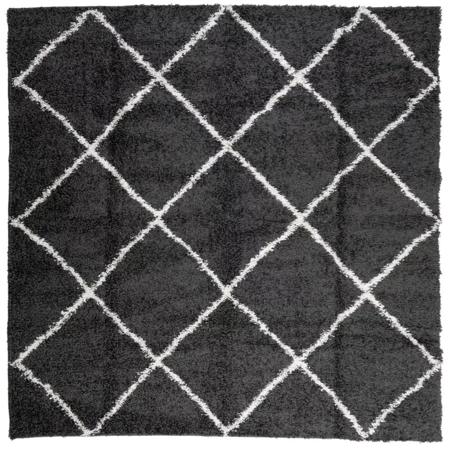 vidaXL Teppich Shaggy Hochflor Modern Schwarz Und Creme 160x160 Cm 1954078 günstig online kaufen