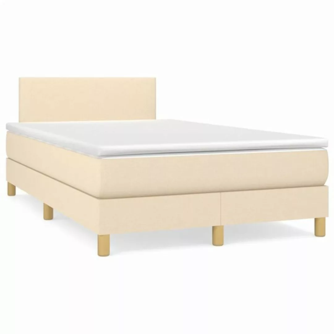 vidaXL Boxspringbett Boxspringbett mit Matratze Creme 120x200 cm Stoff Bett günstig online kaufen