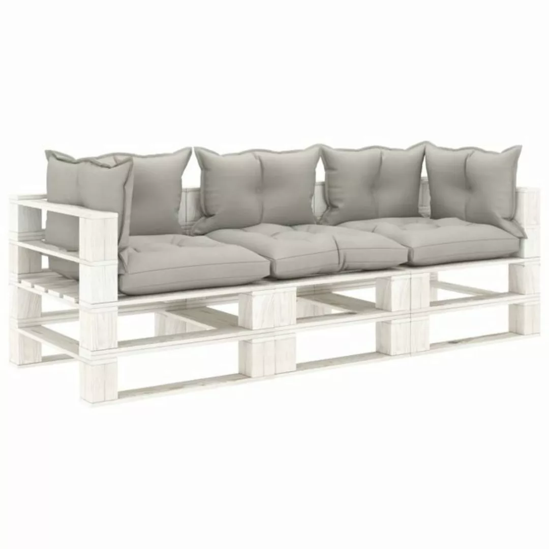 vidaXL Loungesofa Garten-Palettensofa 3-Sitzer mit Kissen in Taupe Holz, 1 günstig online kaufen