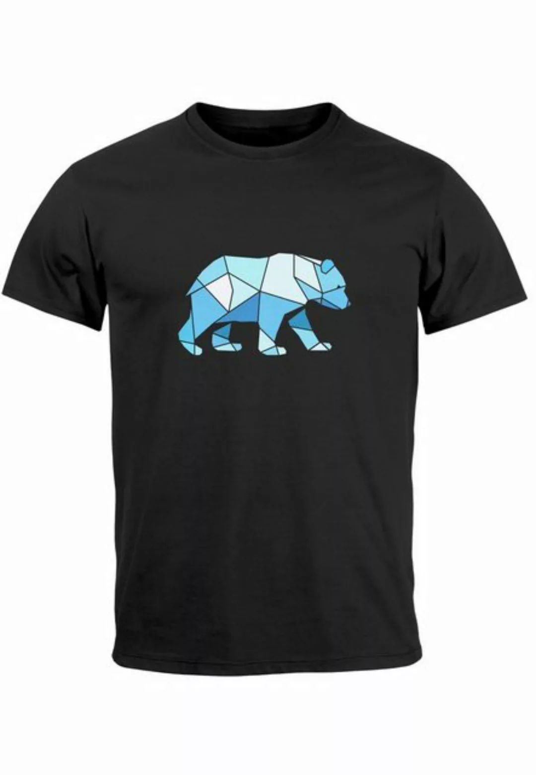 Neverless Print-Shirt Herren T-Shirt Polygon Grafik Bär Outdoor Fashion Tie günstig online kaufen