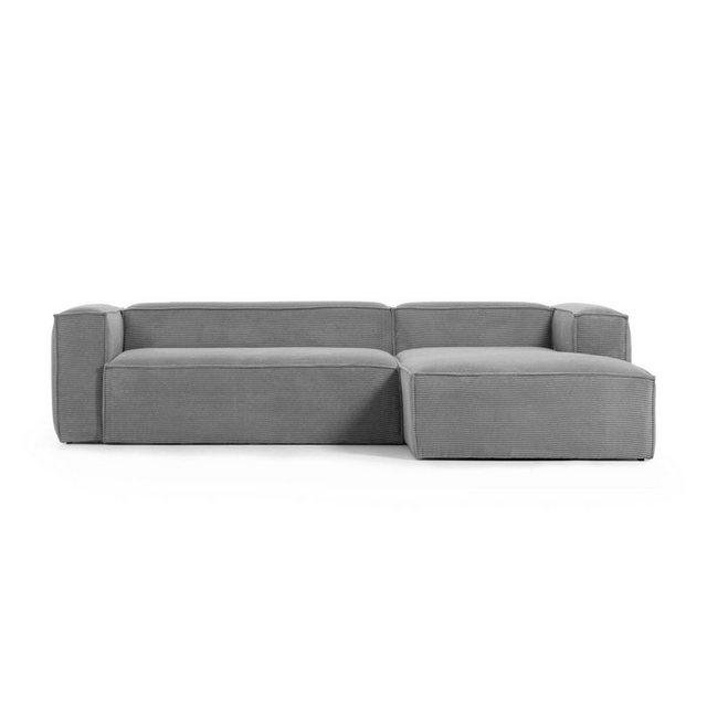 Natur24 Sofa Sofa Blok 3-Sitzer mit Longchair rechts in grauem Cord 300cm C günstig online kaufen