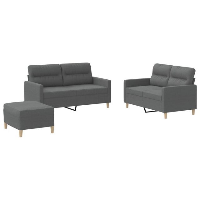 vidaXL Sofa Sofagarnitur Set mit Kissen Stoff, 3-tlg., Dunkelgrau günstig online kaufen