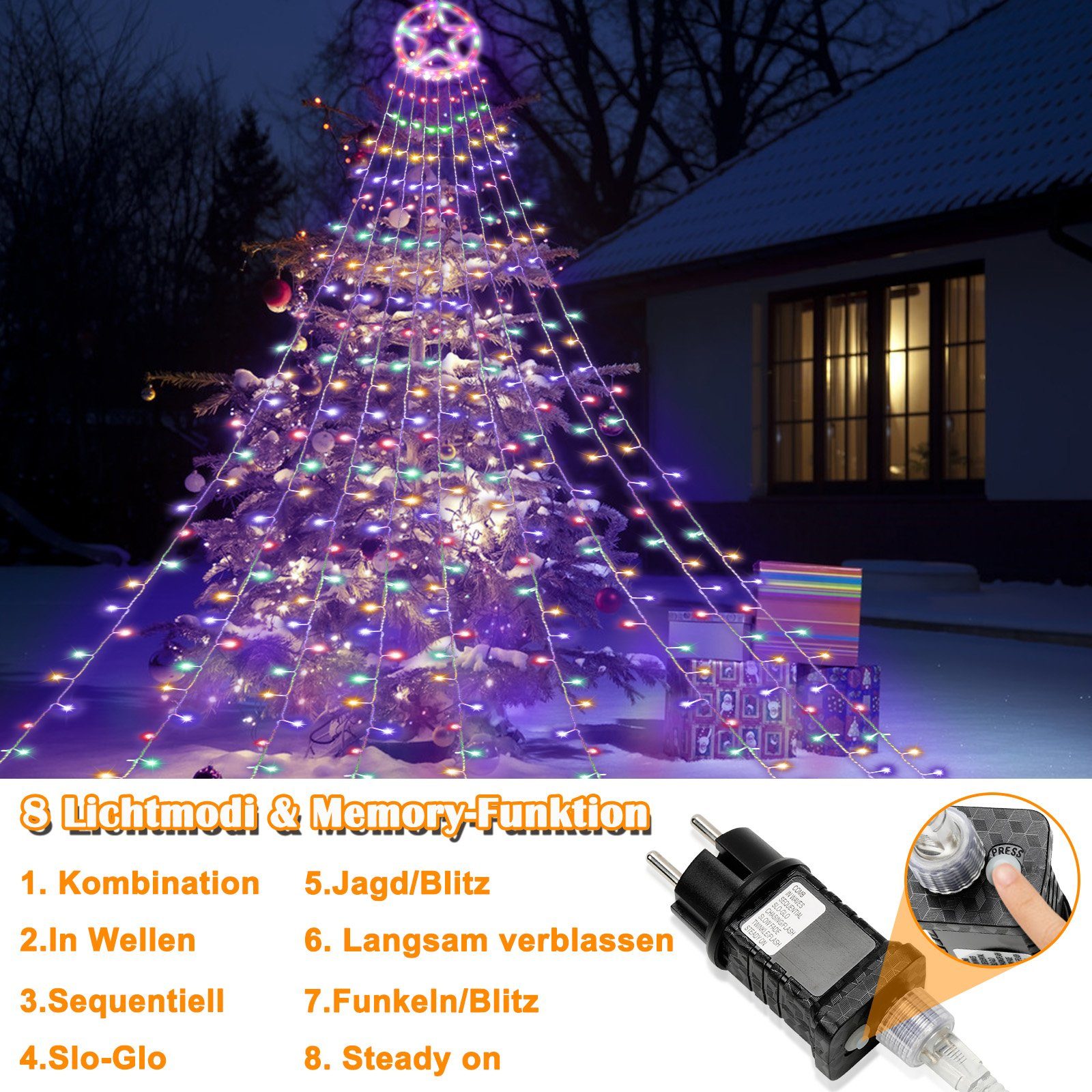 Clanmacy LED-Lichterkette 200/280 LEDs Weihnachtsbaum Christbaumbeleuchtung günstig online kaufen
