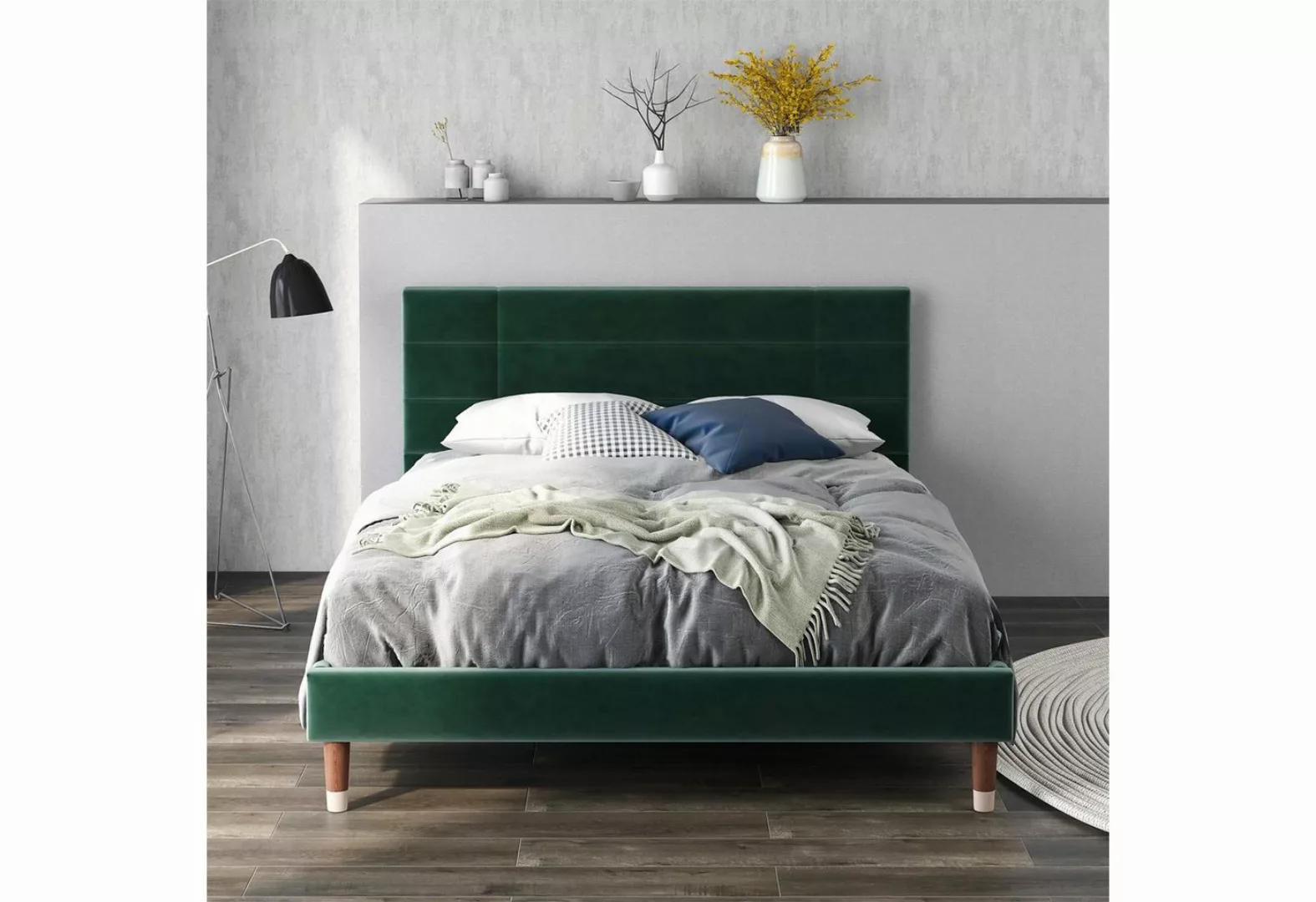 Fangqi Bett Polsterbettgestell 140x200 cm, Doppelbett mit Lattenrost,Samt ( günstig online kaufen