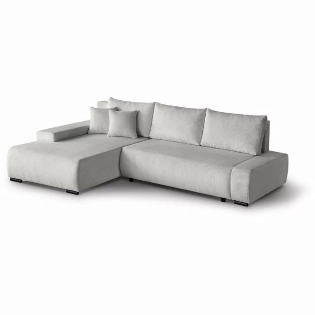 Beautysofa Ecksofa Draco L, mit Schlaffunktion, Bettkasten, Wellenfedern, E günstig online kaufen