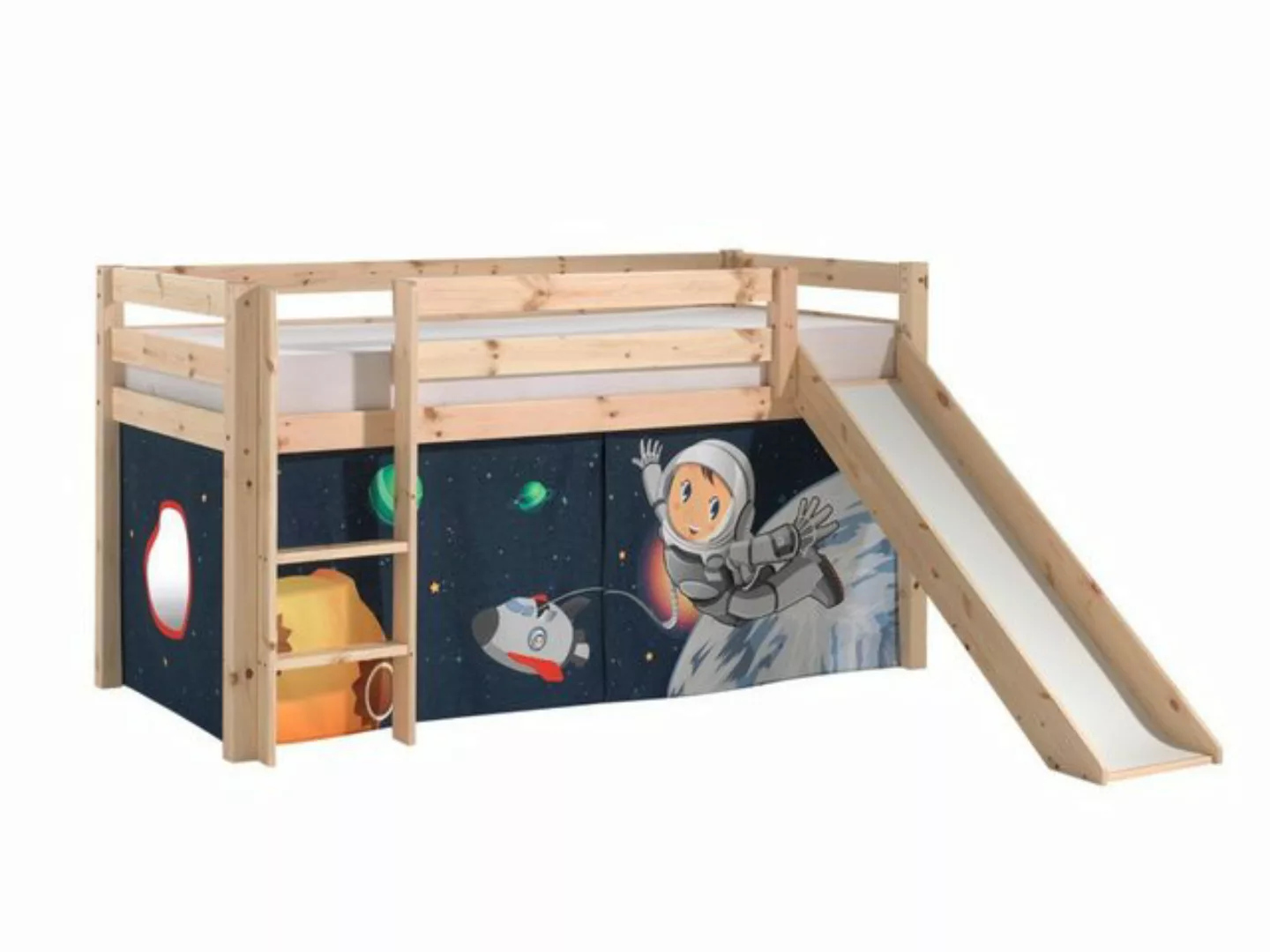 Natur24 Kinderbett Spielbett mit Rutsche Pino Kiefer massiv 90x200cm günstig online kaufen
