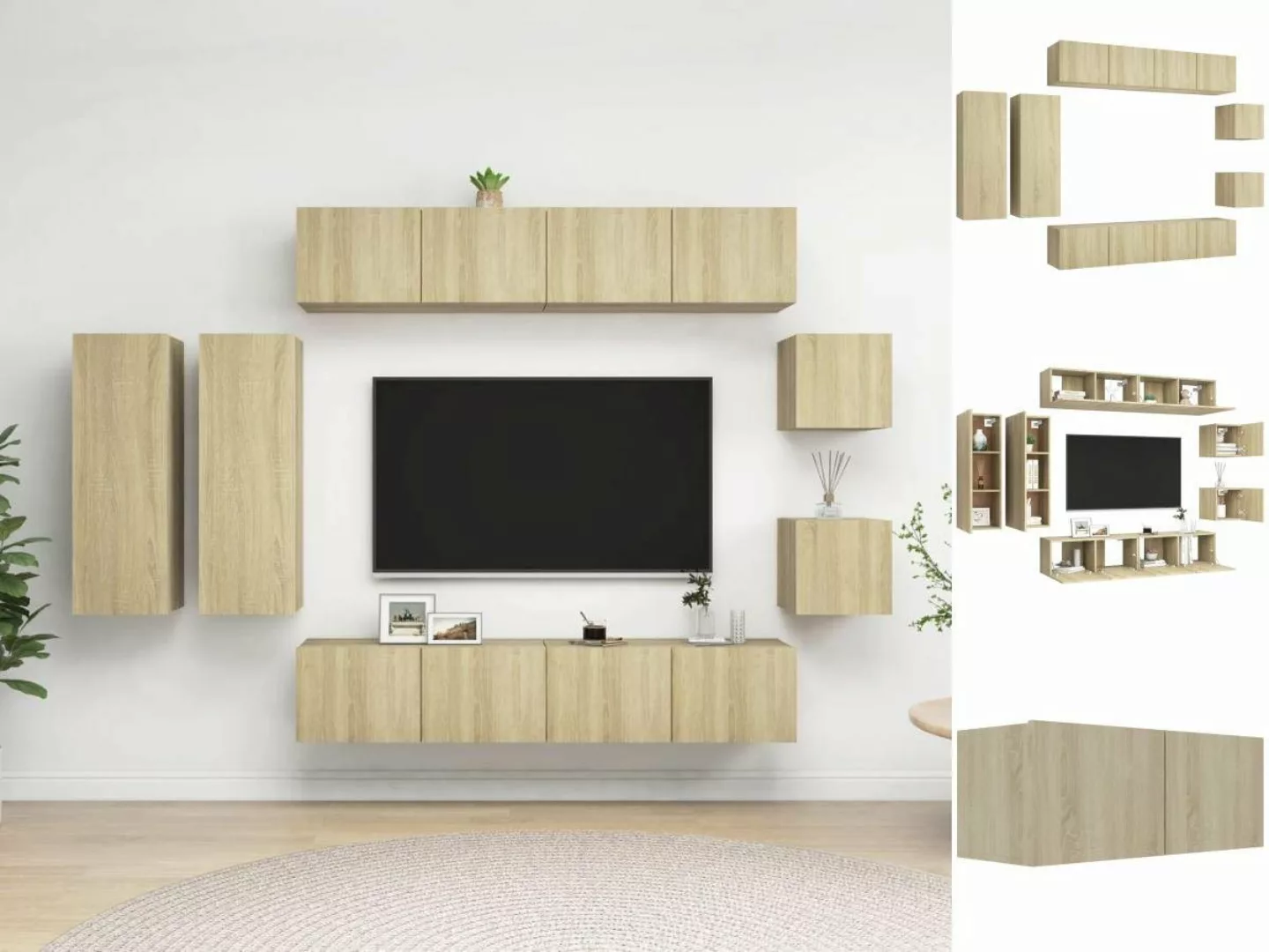 vidaXL TV-Schrank 8-tlg TV-Schrank-Set Sonoma-Eiche Spanplatte günstig online kaufen