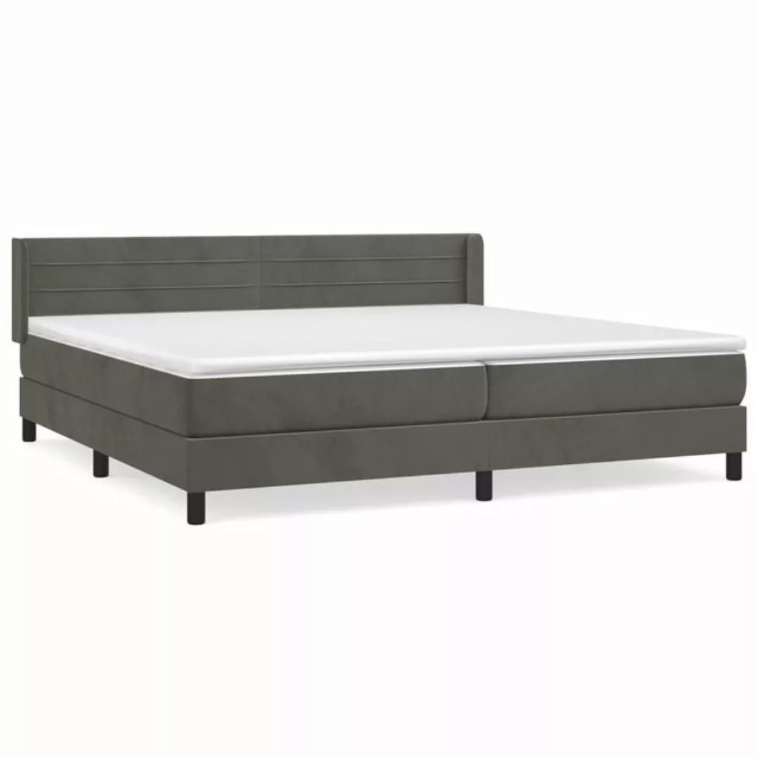 furnicato Bett Boxspringbett mit Matratze Dunkelgrau 200x200 cm Samt günstig online kaufen