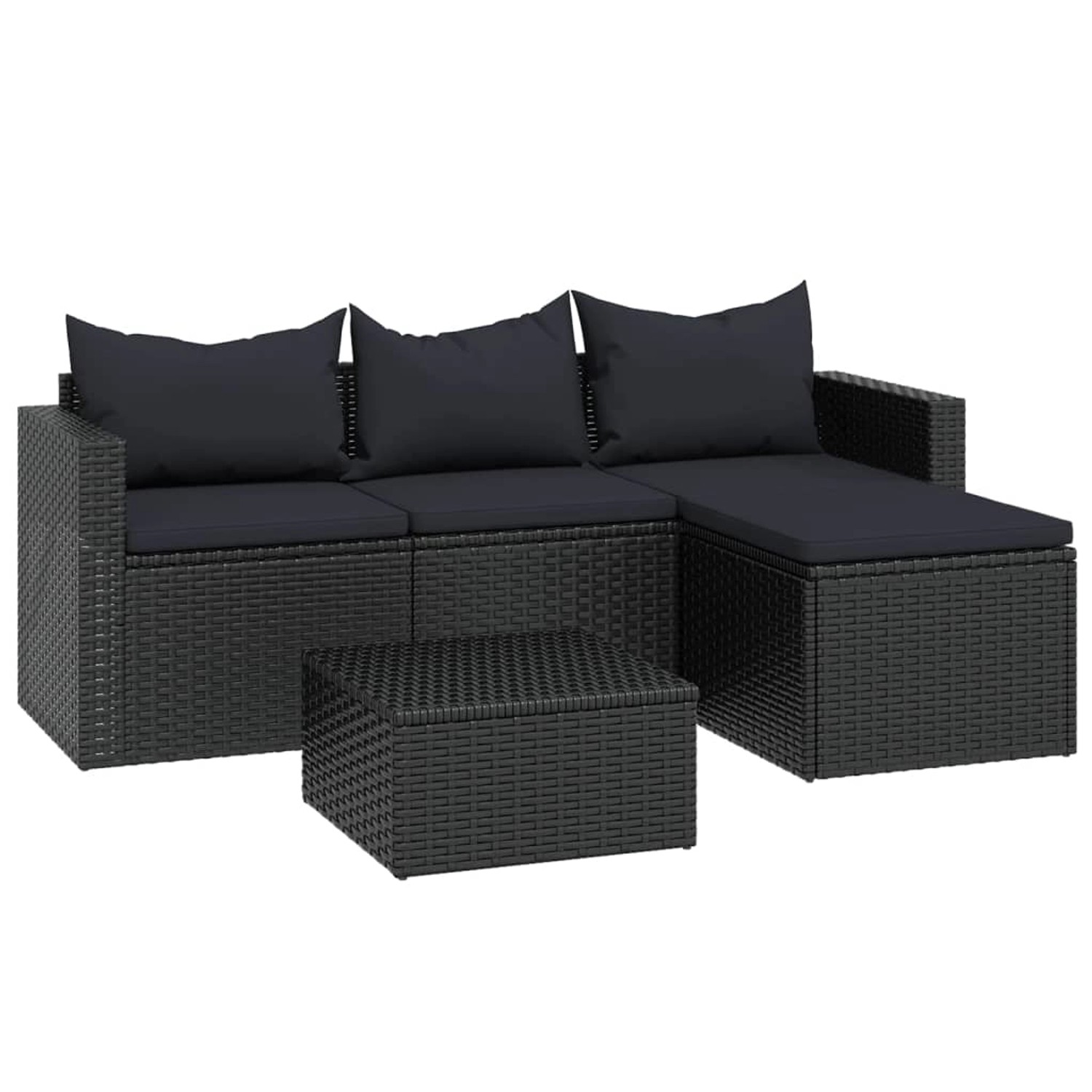 vidaXL Garten-Lounge-Set Schwarz Poly Rattan günstig online kaufen