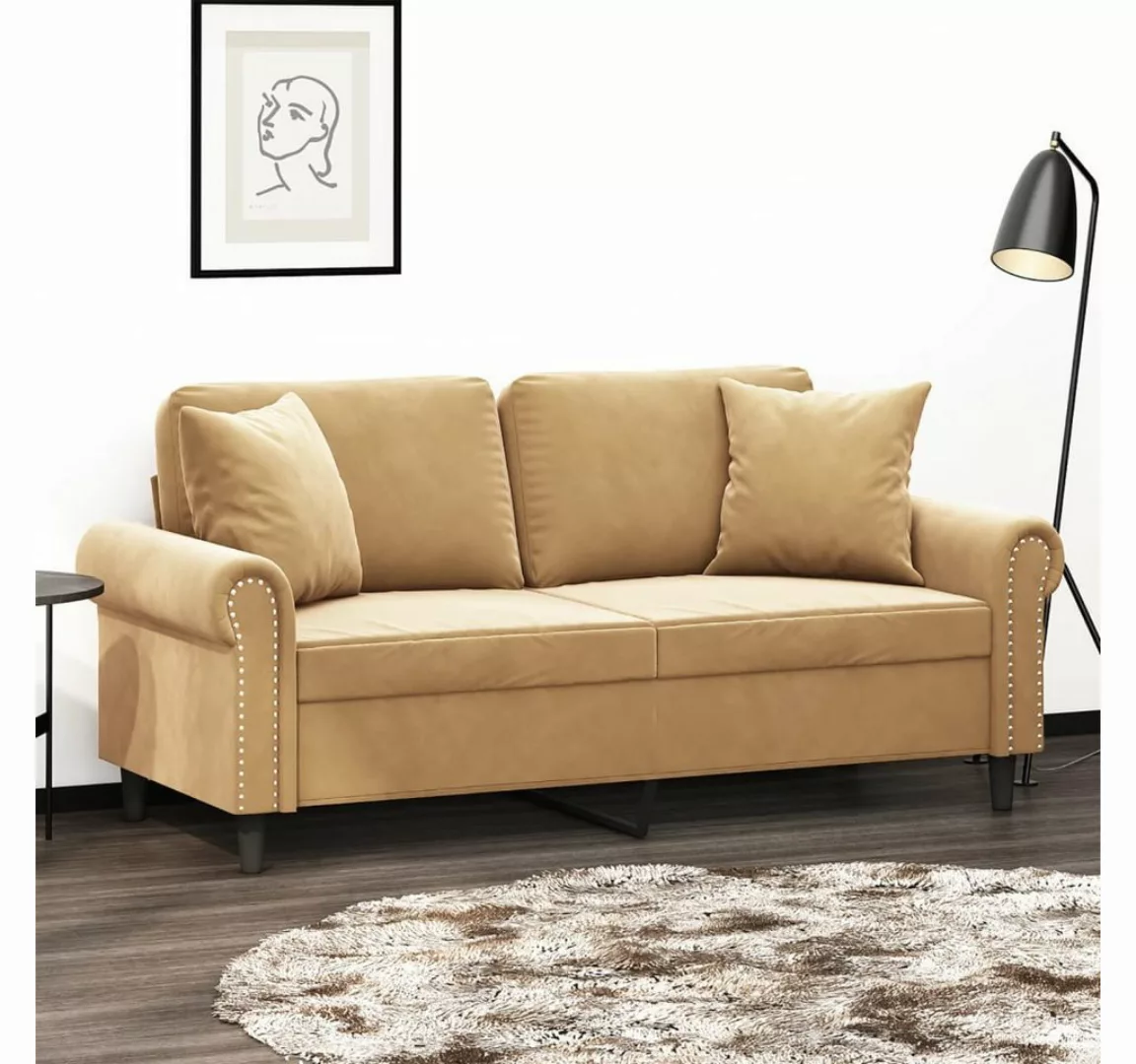 vidaXL Sofa Sofa mit Zierkissen Samt, 140 cm, 2-Sitzer günstig online kaufen