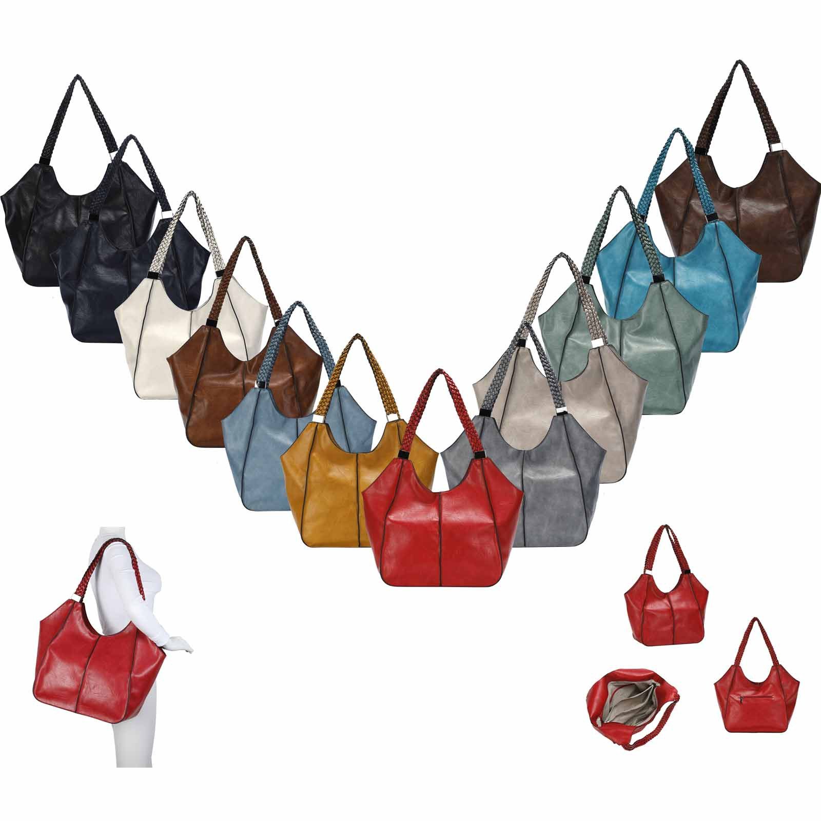 ITALYSHOP24 Schultertasche Damen XXL FLECHTOPTIK Hand-Tasche günstig online kaufen