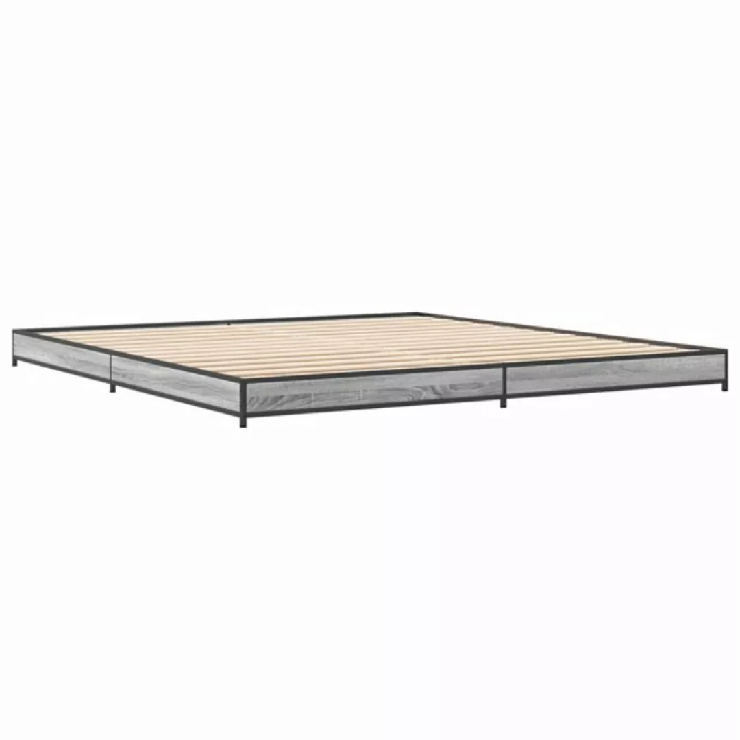 vidaXL Bett Bettgestell Grau Sonoma 180x200 cm Holzwerkstoff und Metall günstig online kaufen