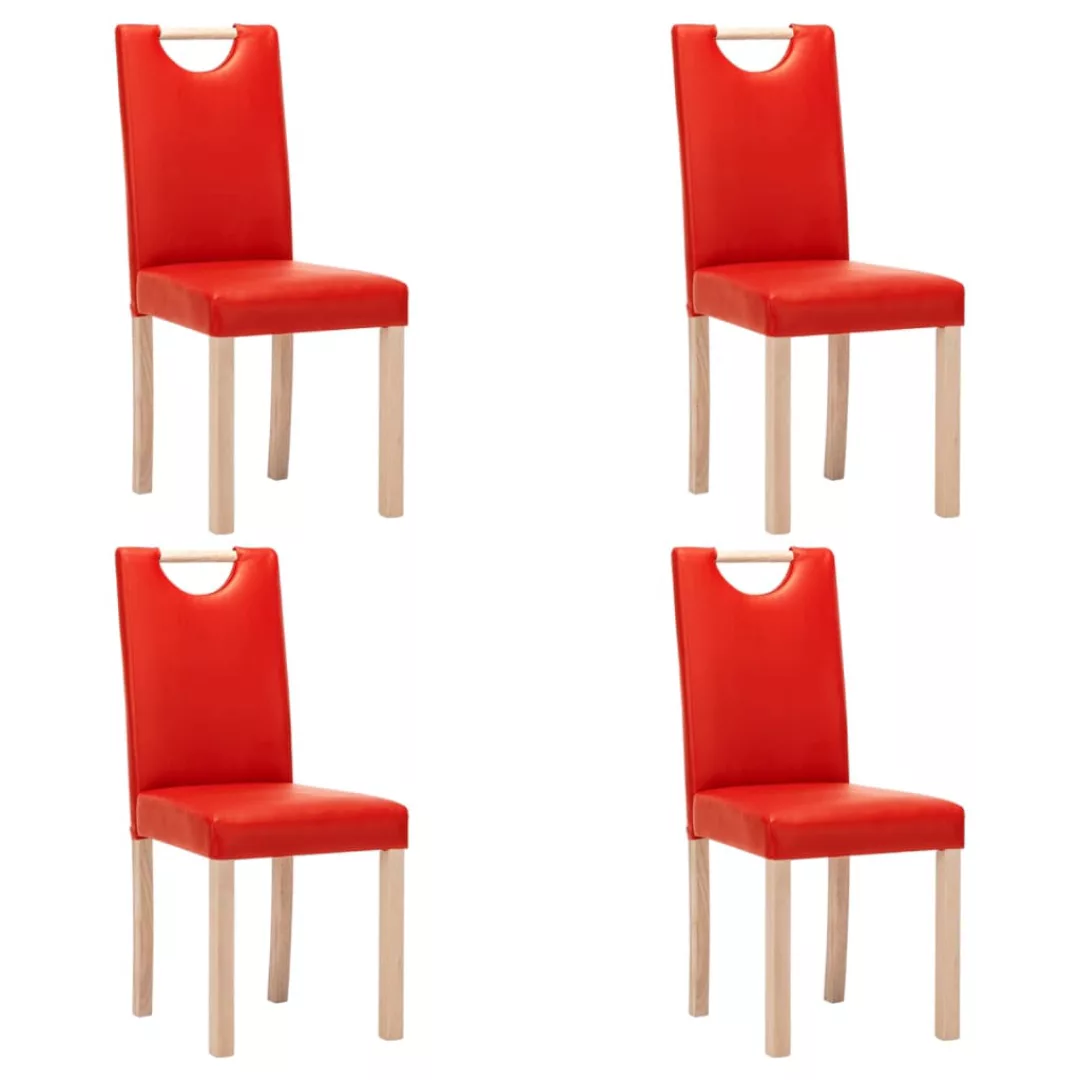 Esszimmerstühle 4 Stk. Rot Kunstleder günstig online kaufen