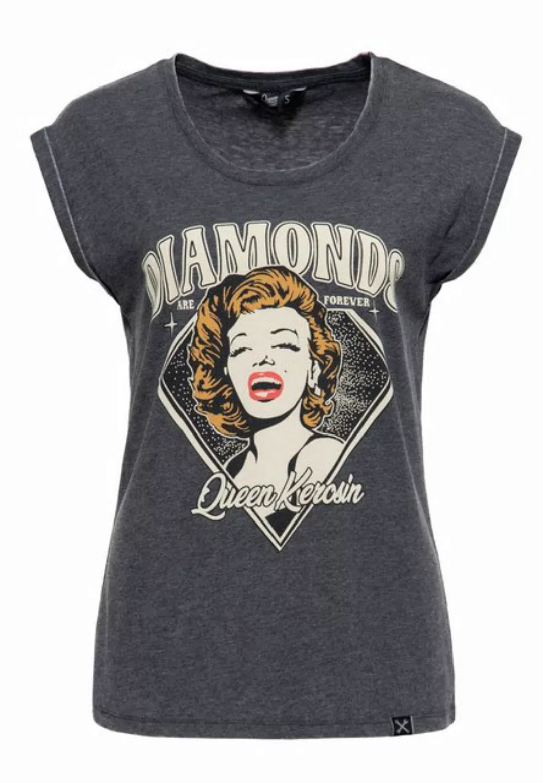 QueenKerosin T-Shirt Diamonds (1-tlg) mit Frontprint im 50s Stil günstig online kaufen