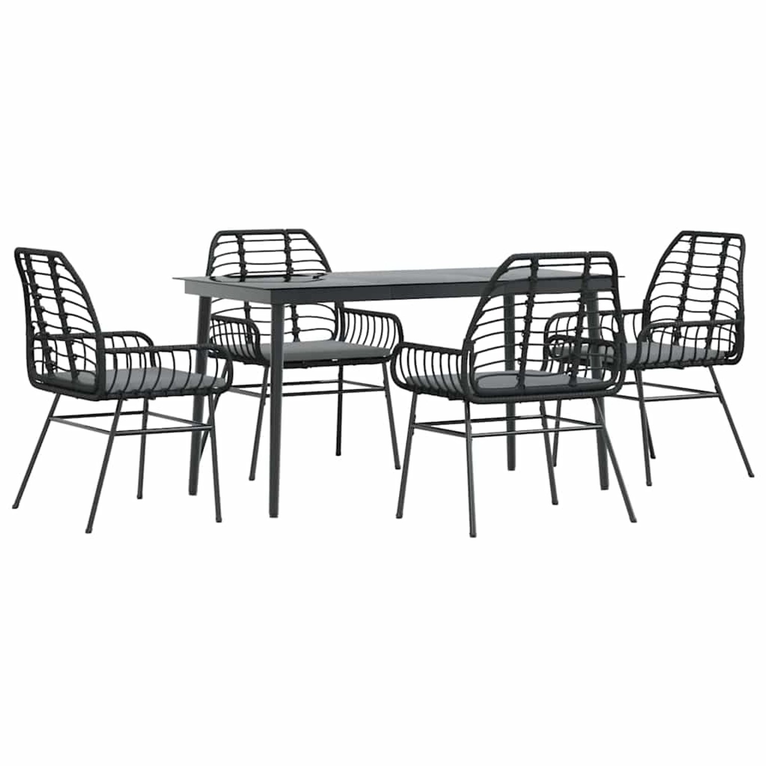 vidaXL 5-Tlg Garten-Essgruppe mit Kissen Schwarz Poly Rattan Glas 3334452 günstig online kaufen