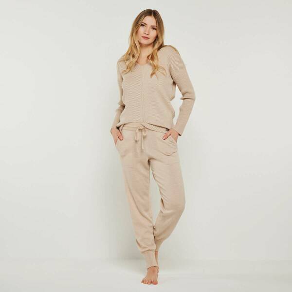 Merino Loungewear Set "V-strickpullover Blossom & Strickhose Bella" günstig online kaufen