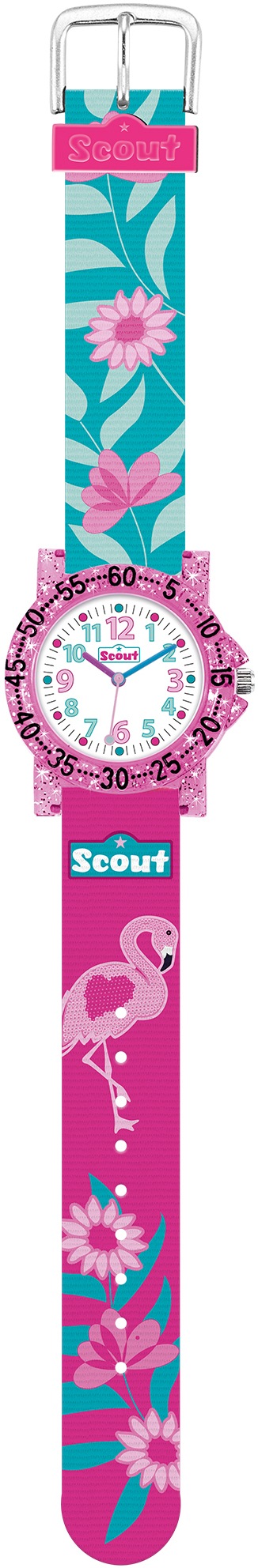 Scout Quarzuhr "The IT-Collection, 280375019", Lernuhr, Flamingo-Blumenmoti günstig online kaufen