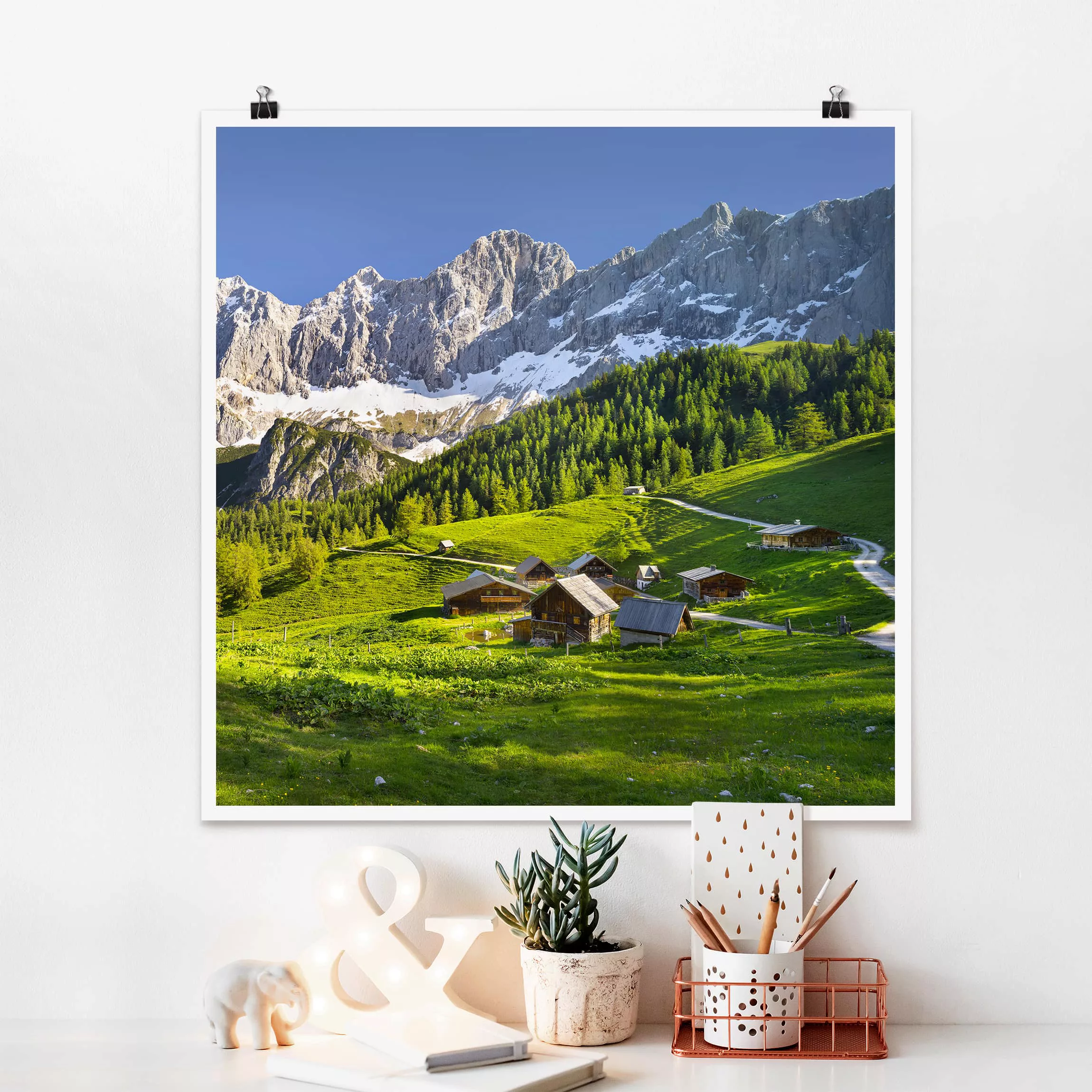 Poster Natur & Landschaft - Quadrat Steiermark Almwiese günstig online kaufen