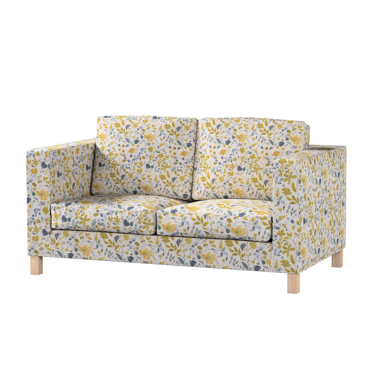 Bezug für Karlanda 2-Sitzer Sofa nicht ausklappbar, kurz, gelb-blau, 60cm x günstig online kaufen