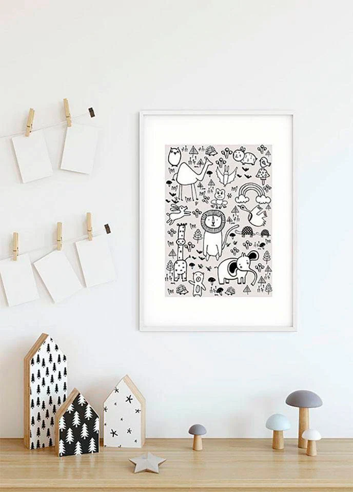 Komar Poster "Scribble Park", Tiere, (1 St.), Kinderzimmer, Schlafzimmer, W günstig online kaufen