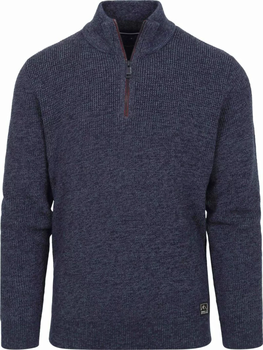 Casa Moda Half Zip Sweater Blauw - Größe M günstig online kaufen