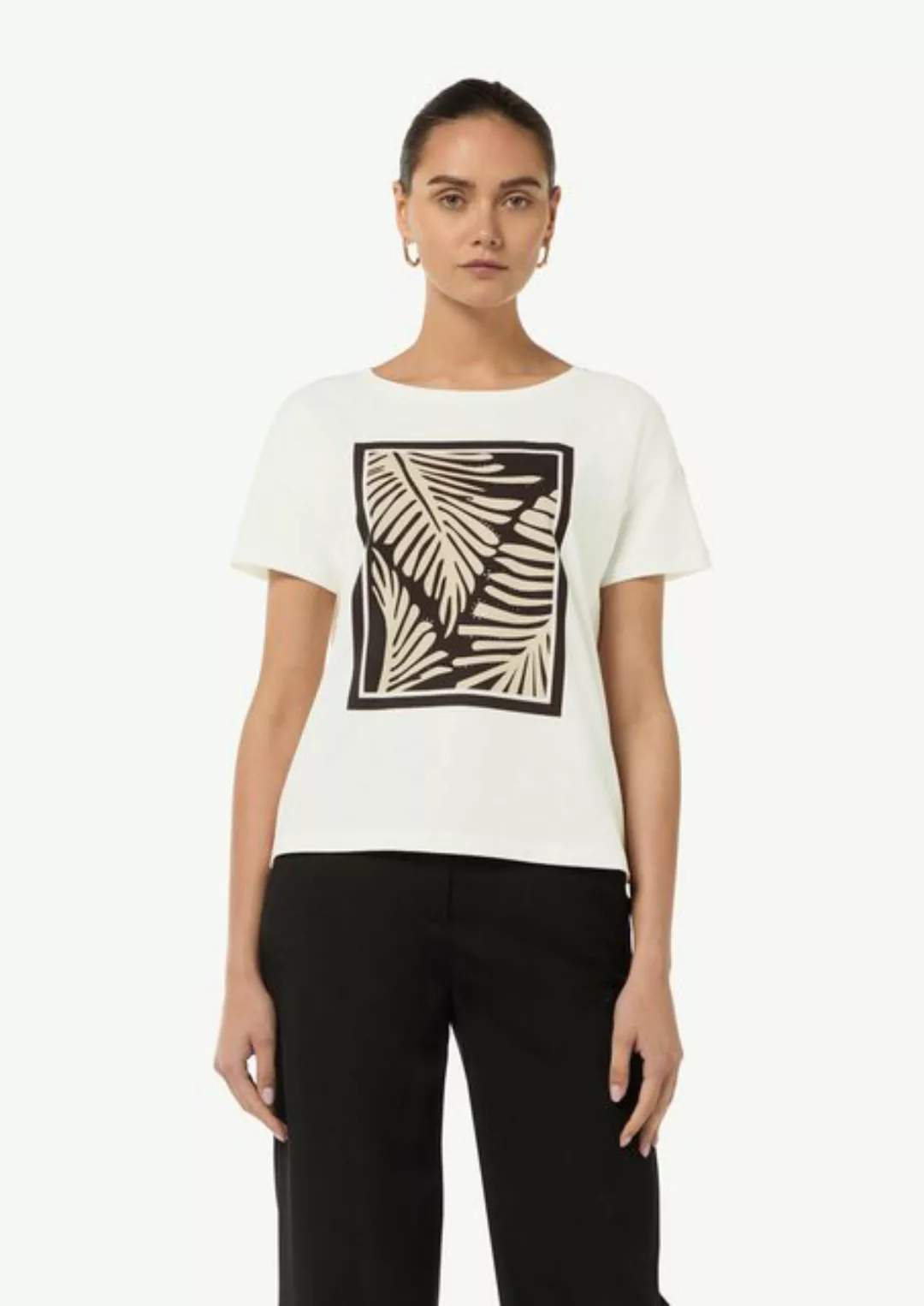 Comma Kurzarmshirt Boxy-T-Shirt aus Modalmix mit Frontprint Artwork günstig online kaufen