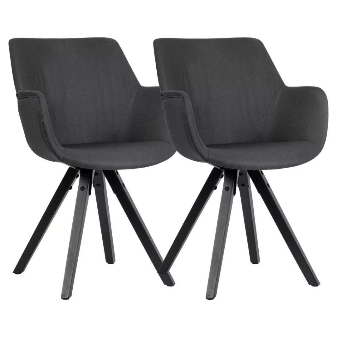 Stuhl anthrazit schwarz Stoff Echtholz B/H/T: ca. 54x85x58 cm günstig online kaufen