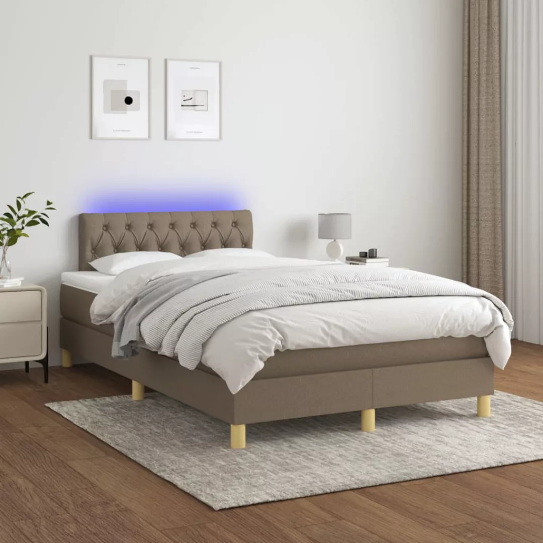 vidaXL Bettgestell Boxspringbett mit Matratze LED Taupe 120x200 cm Stoff Be günstig online kaufen