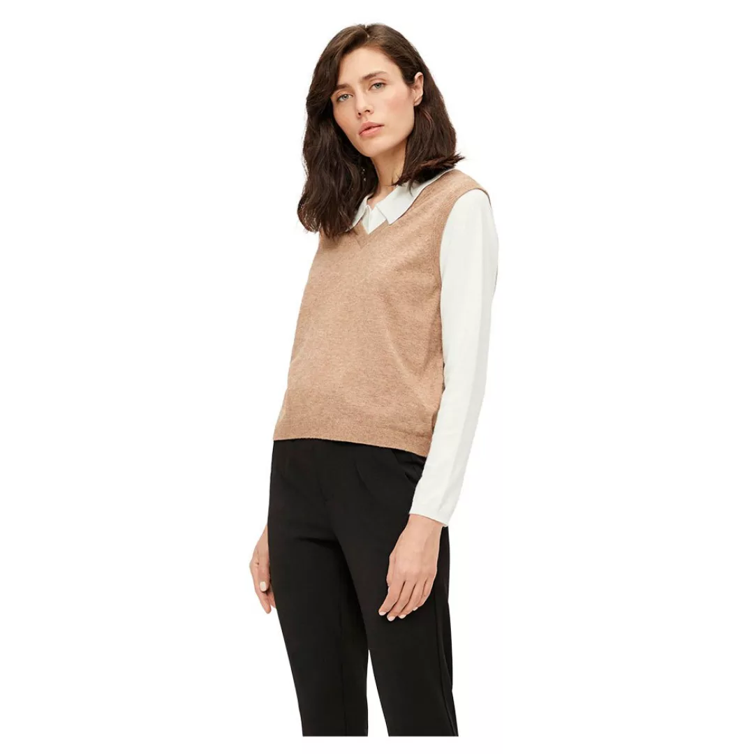 Object Thess Ärmelloser, Gerippter Pullover Mit V-ausschnitt XL Chipmunk / günstig online kaufen