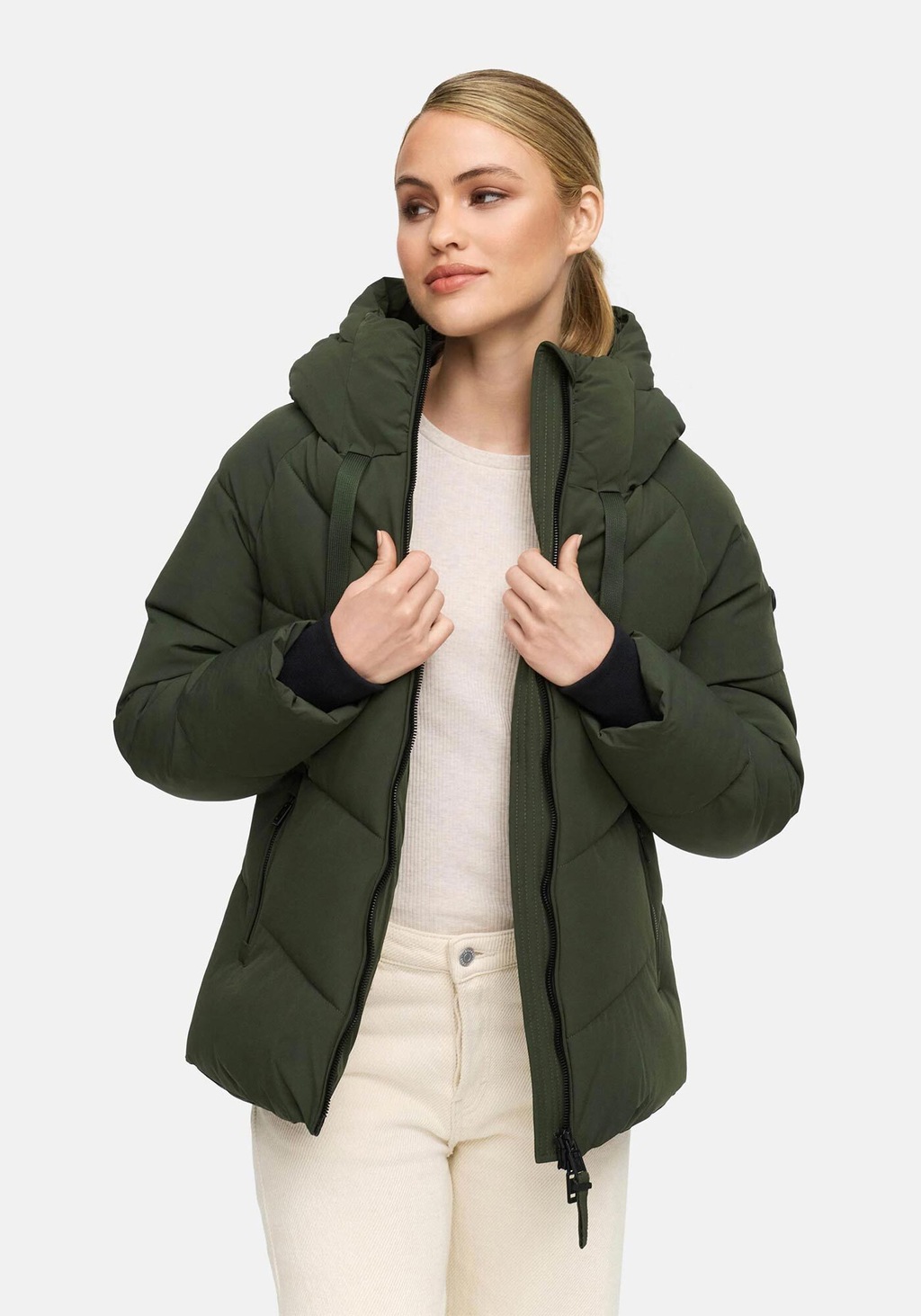 Marikoo Winterjacke "Kwamee", Schräg gesteppte Winterjacke mit fester Kapuz günstig online kaufen