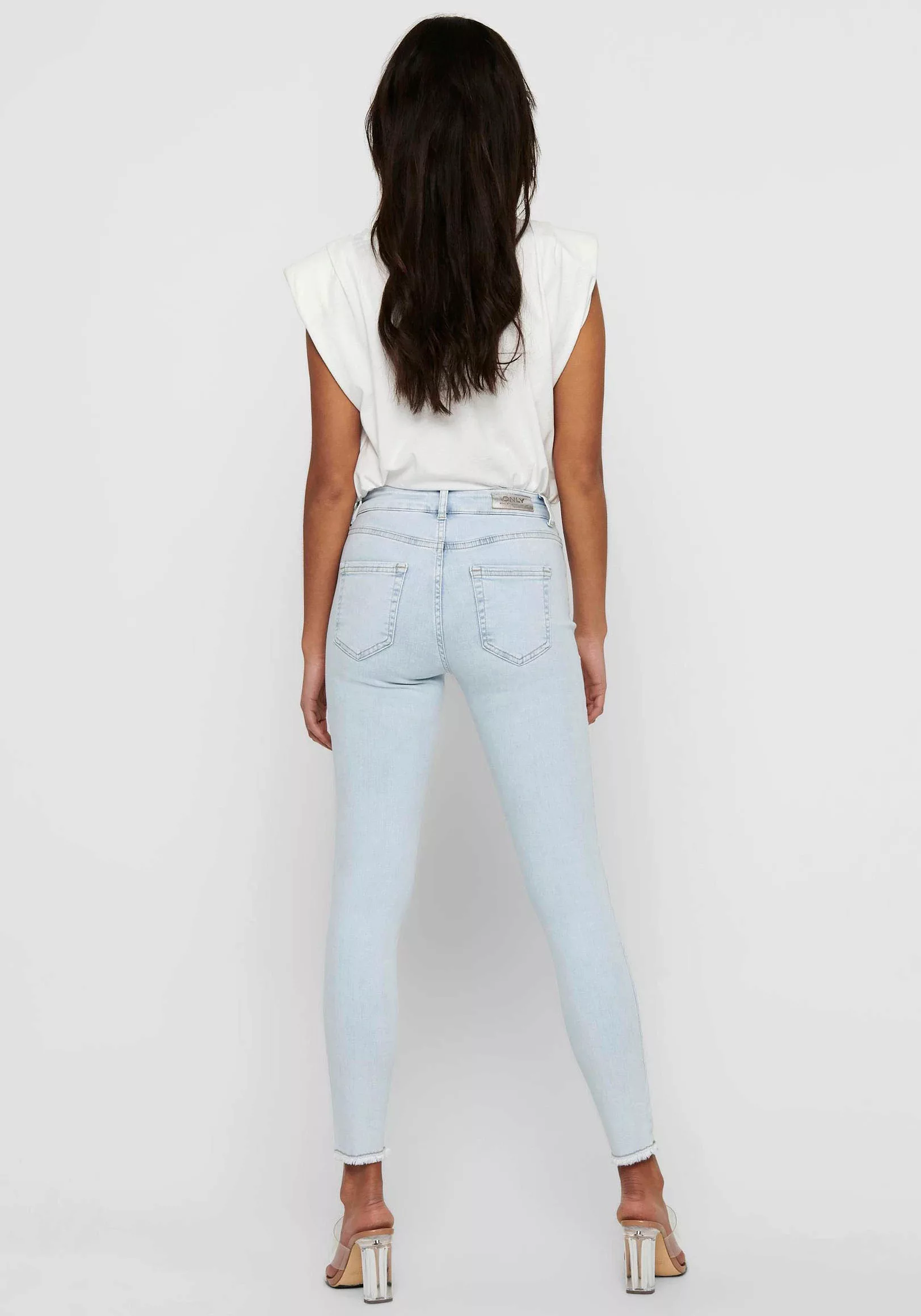 Only Damen Jeans ONLBLUSH LIFE MID SK RAW AK REA298 - Skinny Fit - Blau Lig günstig online kaufen
