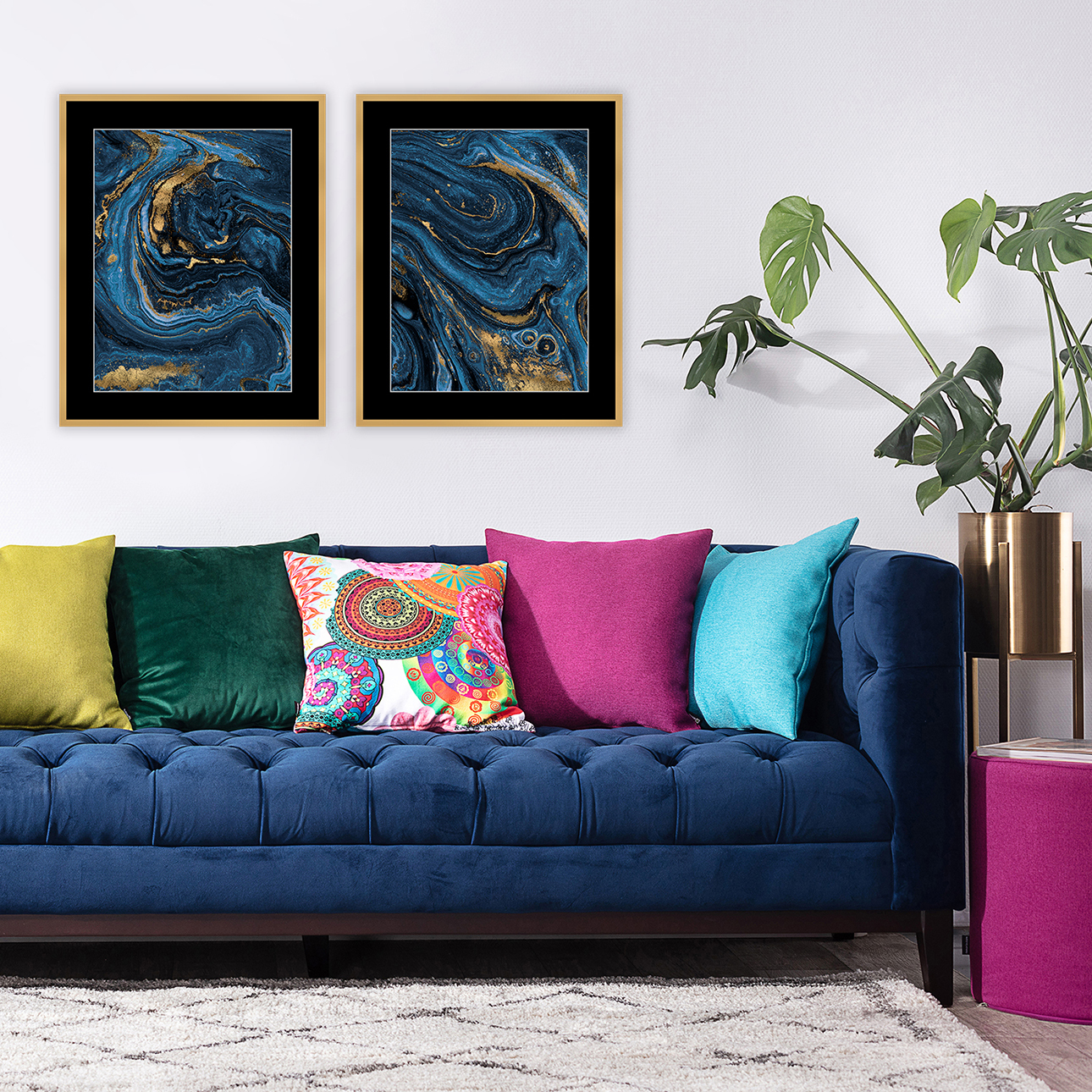 Bild Abstract Blue&Gold II 40 x 50cm, 40 x 50cm günstig online kaufen