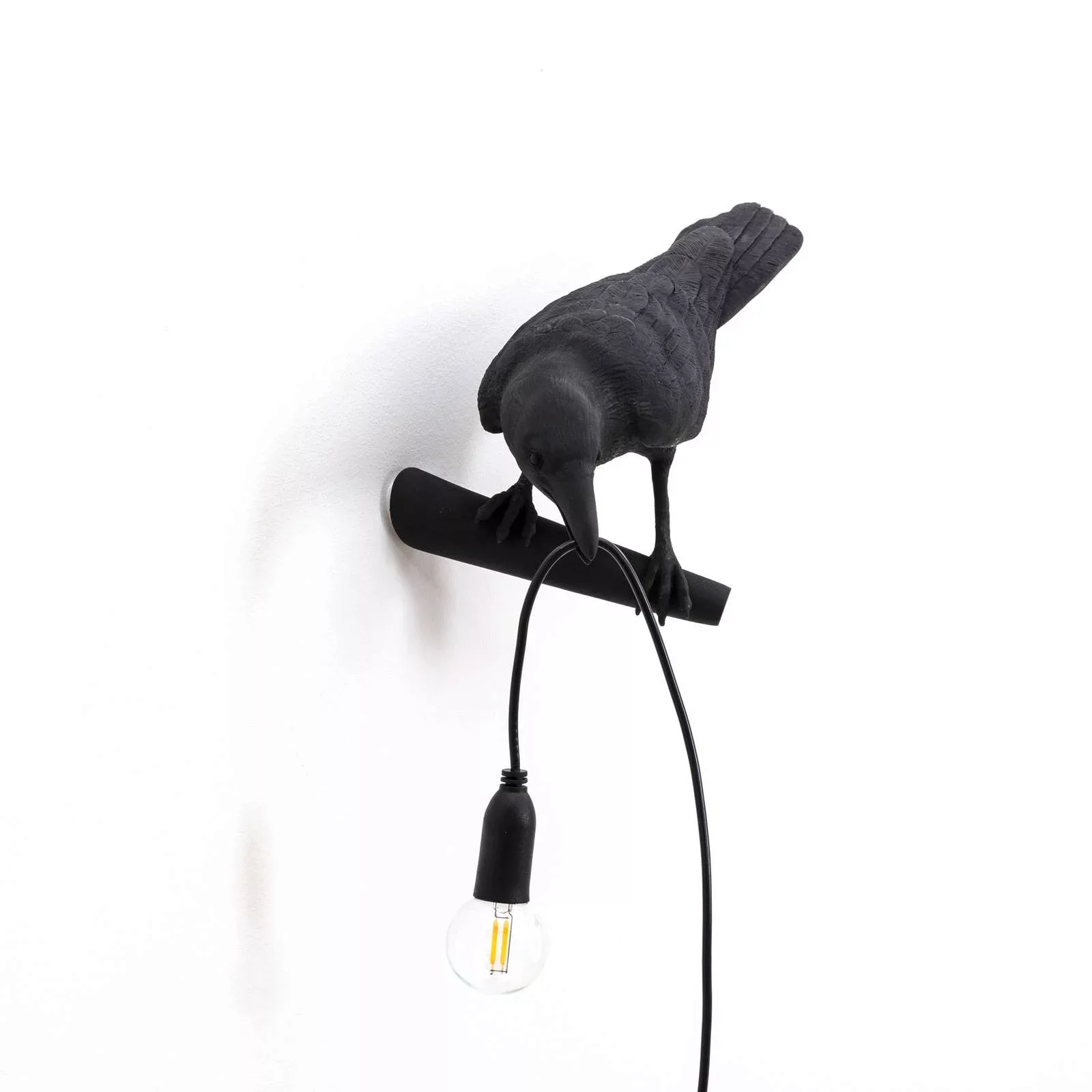 Wandleuchte mit Stromkabel Bird Looking plastikmaterial schwarz / Wandleuch günstig online kaufen