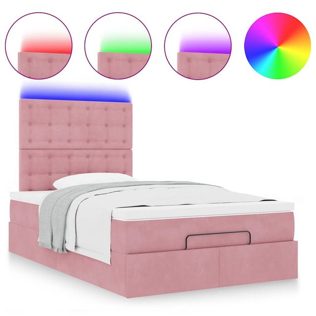 vidaXL Bett Ottoman-Bett mit Matratzen & LEDs Rosa 120x190 cm Samt günstig online kaufen