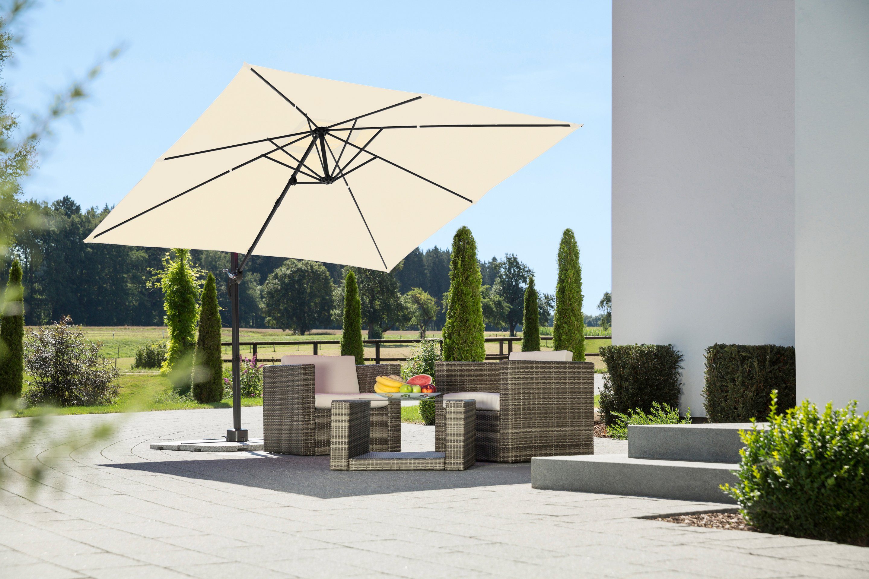 Schneider Ampelschirm Rhodos Junior  270 cm x 270 cm Anthrazit mit Kurbelme günstig online kaufen