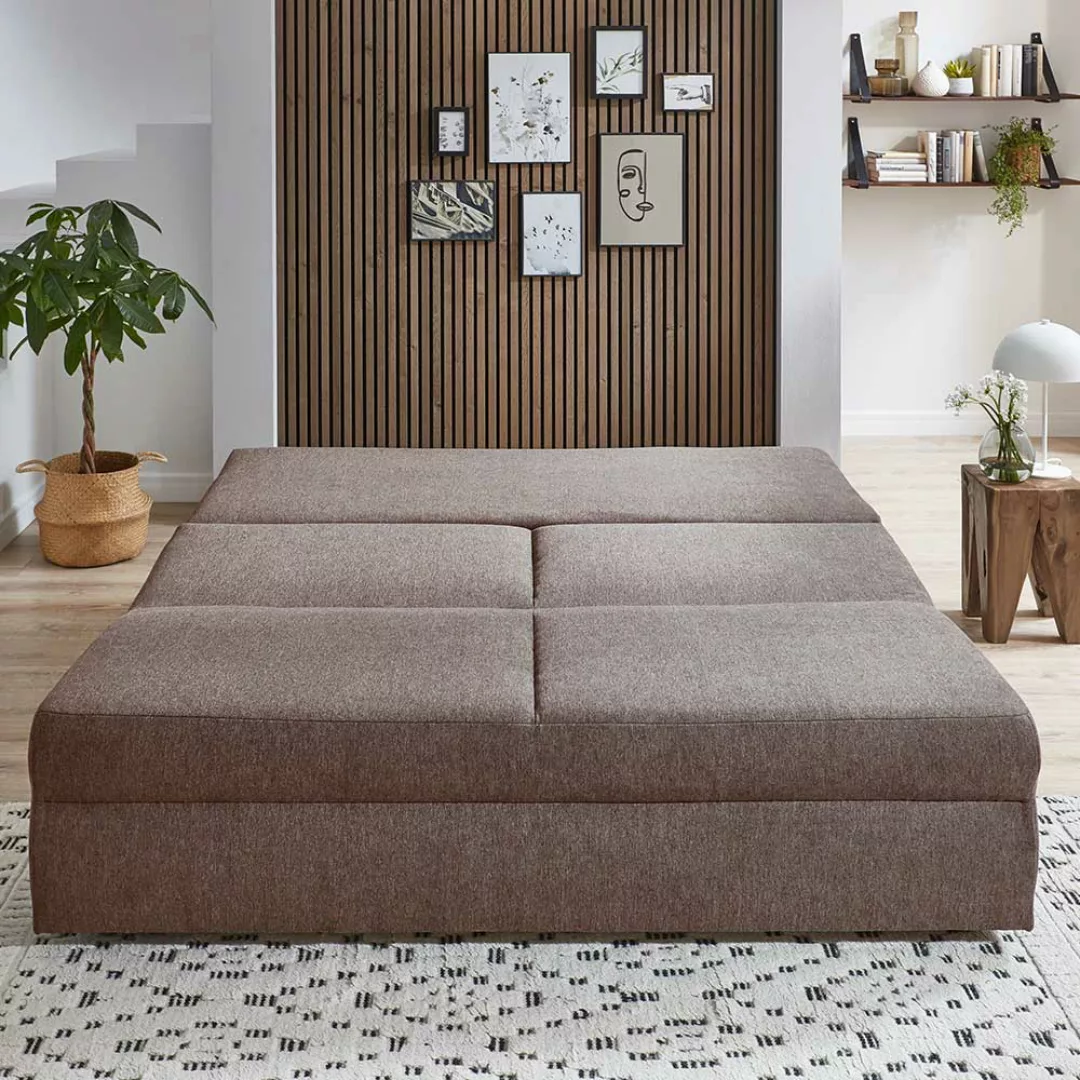 2er Schlafsofa in Taupe Webstoff Bezug günstig online kaufen