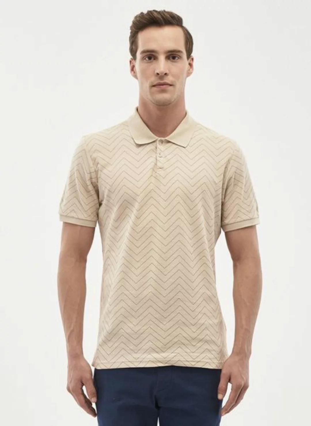 Slim-fit Poloshirt Aus Bio-baumwolle Mit Allover-print günstig online kaufen