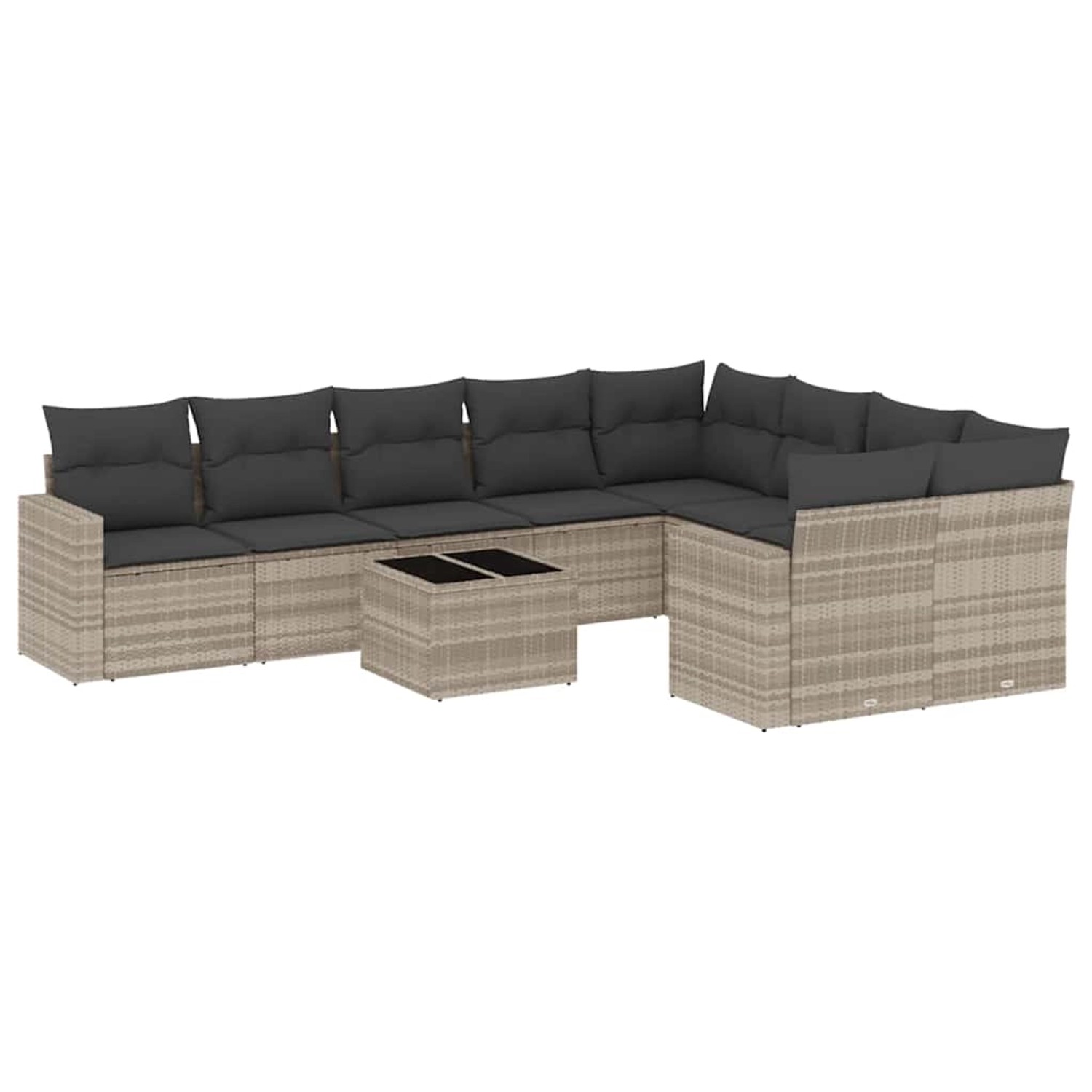 vidaXL 10-Tlg Garten-Sofagarnitur mit Kissen Hellgrau Poly Rattan 3219442 günstig online kaufen