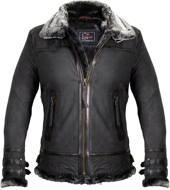 MDM Lederjacke Damen Fell Lederjacke Mit einem Fell Gefüttert günstig online kaufen