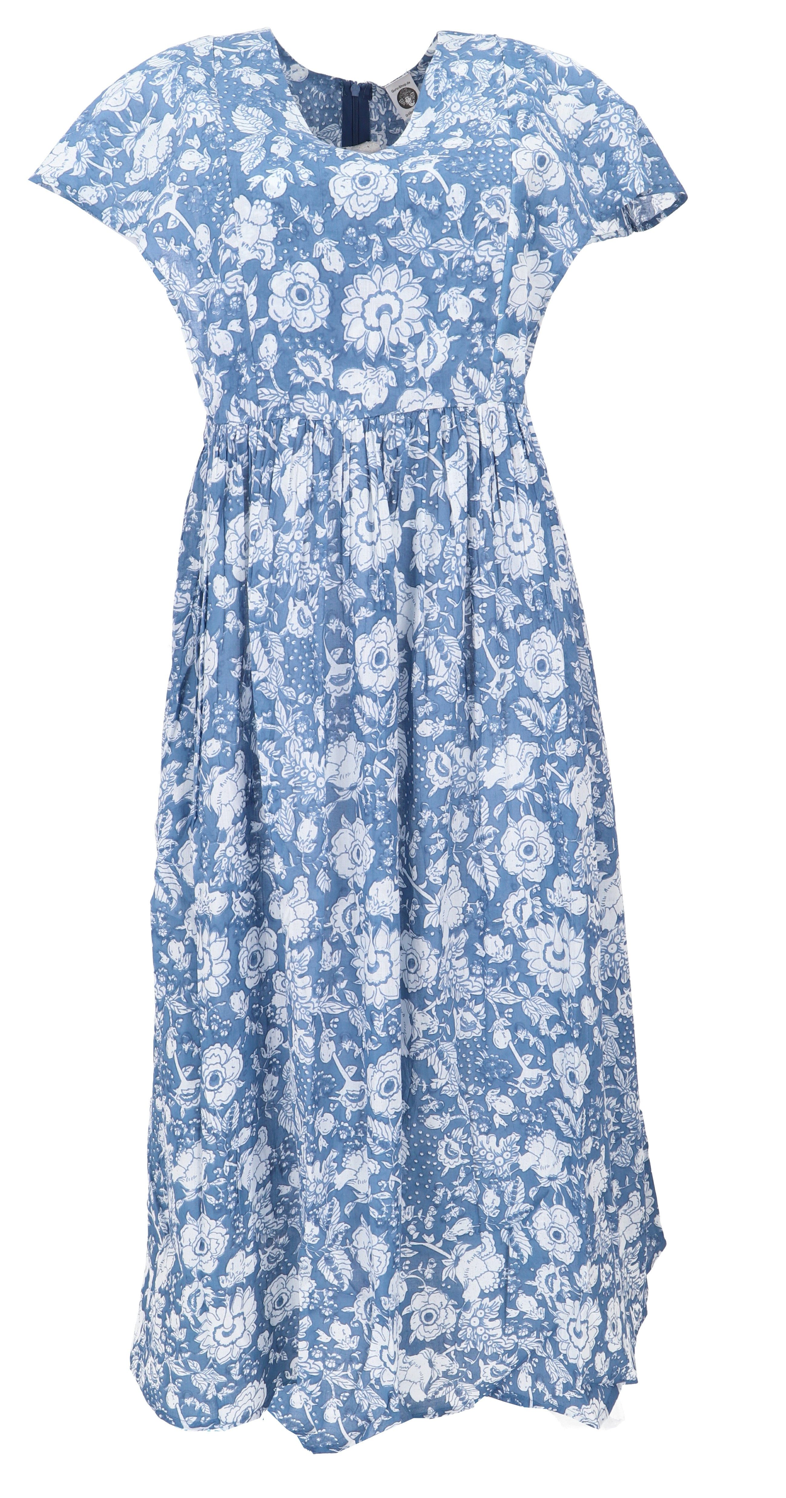 Guru-Shop Midikleid Luftiges Boho Sommerkleid, handbedrucktes.. günstig online kaufen